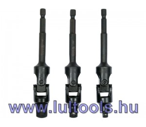 Csuklós dugókulcs adapter készlet 3 részes 1/4" Hex -> 1/4" 3/8" 1/2" négyszög CrV Yato