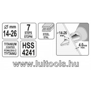 HSS lépcsős fúrószár 14-26mm YT-44743