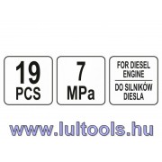 Kompressziómérő készlet 19 részes Diesel motorokhoz 70 Bar YATO